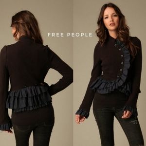 Free People Military Ruffled Blazer